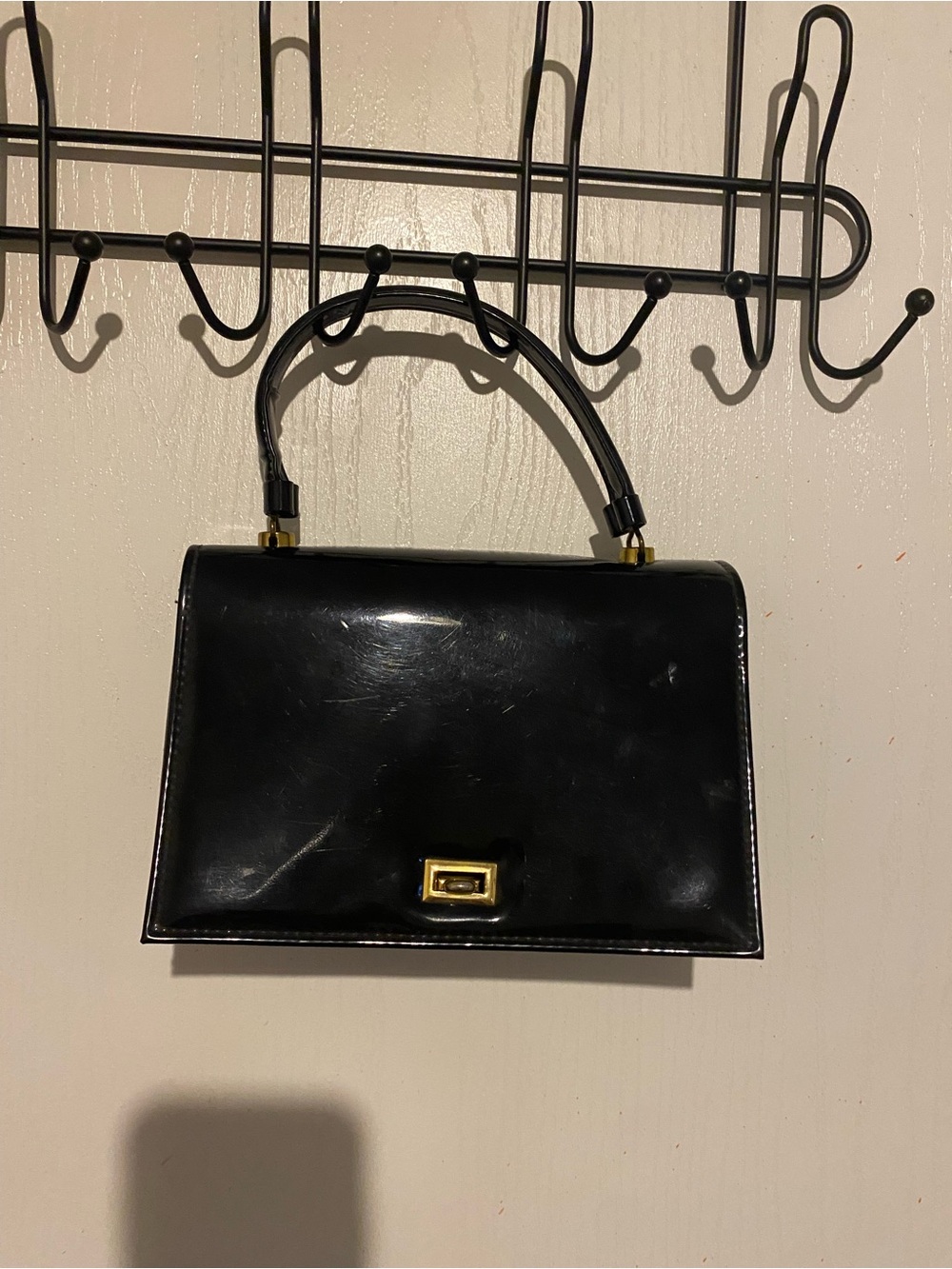 Vintage JR Florida Julius Resnick Black Patent Handbag Purse USA